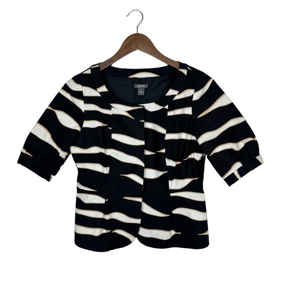 Kenneth Cole Reaction | Black Short Sleeve Collarless Tailored Business Jacket - Picture 3 of 11